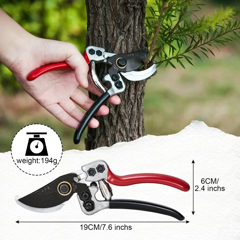 Gardening Pruning Shears Carbon Steel Blades Handheld Scissors Heavy Duty Garden Bypass Pruning Shears Tree Trimmers Secateurs