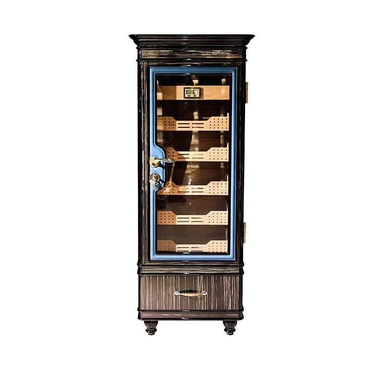 Luxury marble leather cigar cabinet, cedar wood moisturizing and constant humidity wooden cigarette case