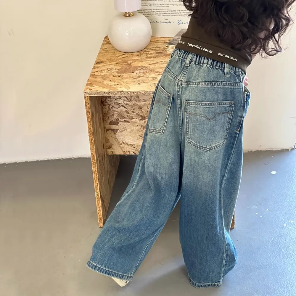 Viser droits de style coréen pour enfants, pantalons simples décontractés, grands vêtements pour filles, style étranger, automne, nouveau, 2024