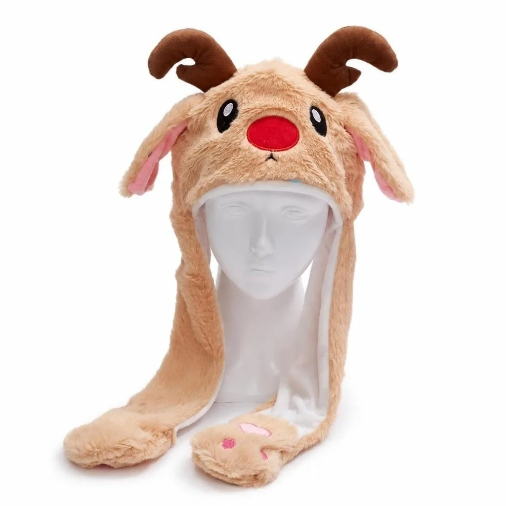 Funny Christmas Hat Cartoon Design Windproof Santa Claus Hat Pinch Airbag Interactive Game Reindeer Hat Christmas Party