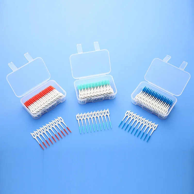 Super Soft Silicone Interdental Brushes Escova de limpeza dental Dentes Limpador Dental Dental Floss Toothpicks Ferramentas de cuidados orais 100Pcs Set