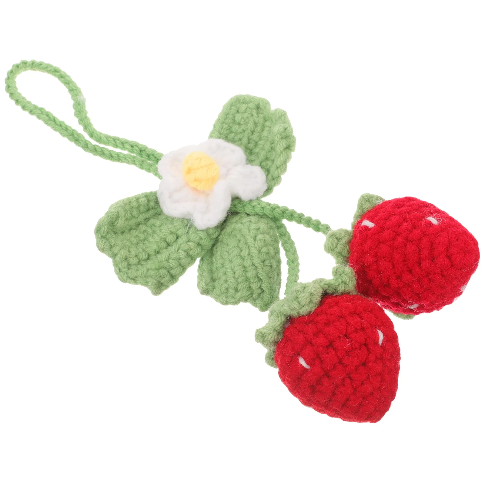 

Knitted Strawberry Pendant Creative Crochet Strawberry Pendant for Keychain Bag Car Decor Decorative Hanging Ornament Red Car