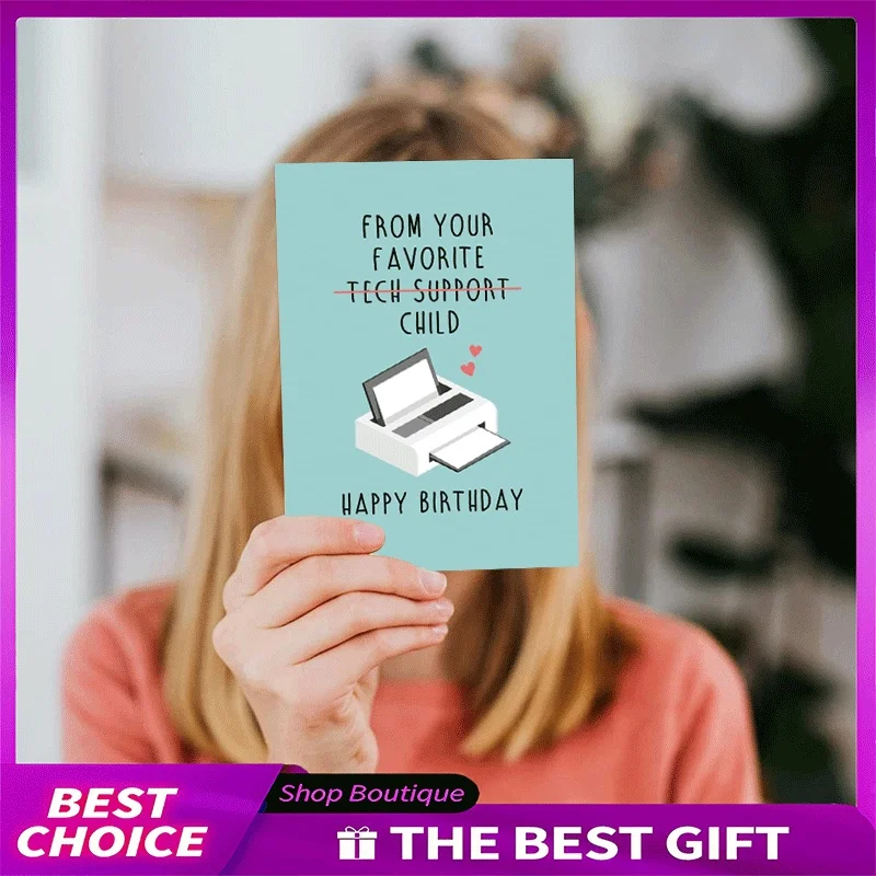 

Happy Birthday Card From Your Favorite Child Funny Tech Support Themed Greeting Card for Parents Family Birthday Gift Card