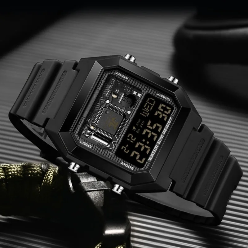 SANDA 6216 Sports Multifunction Men's Watches Military Quartz Watch Man Waterproof Wristwatch for Men Electronic Luminous Clock
