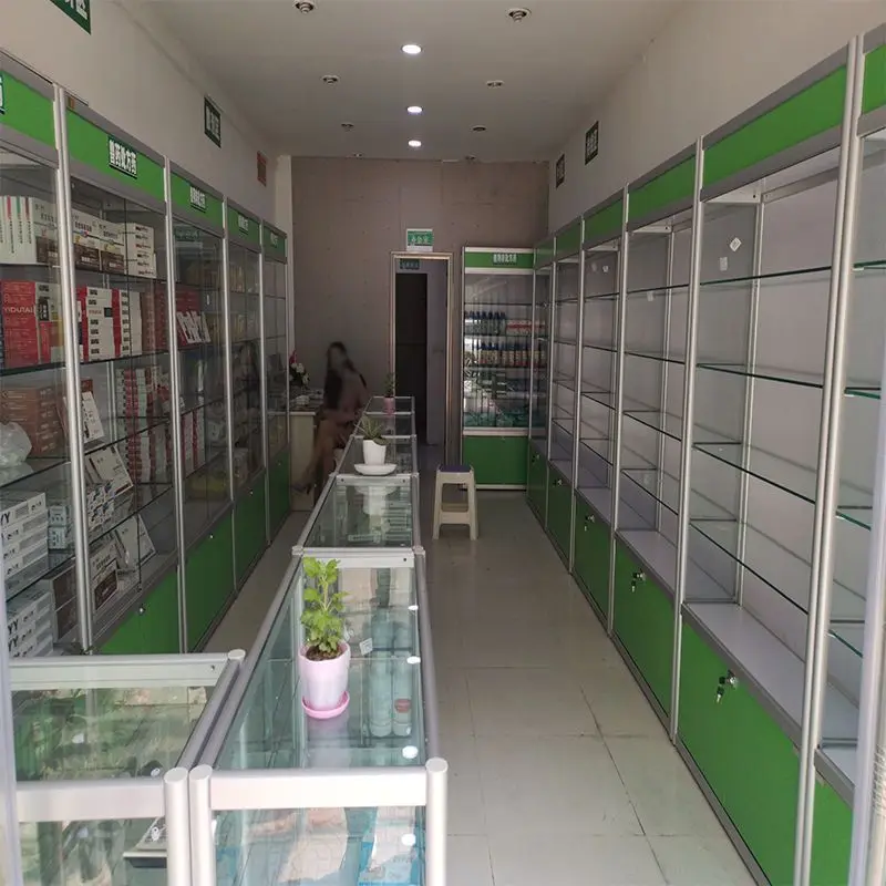 custom，Customized Medical Retail Pharmacy Store Glass Showcase Pharmacy Shop Interior Counter Design Furniture