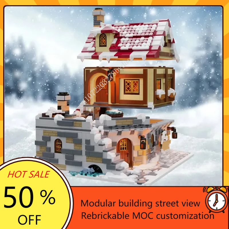 2458PCS The Tavern Under the Snow Modular MOC Creative street view Model Building Blocks Education Assembly Model Toys Gifts