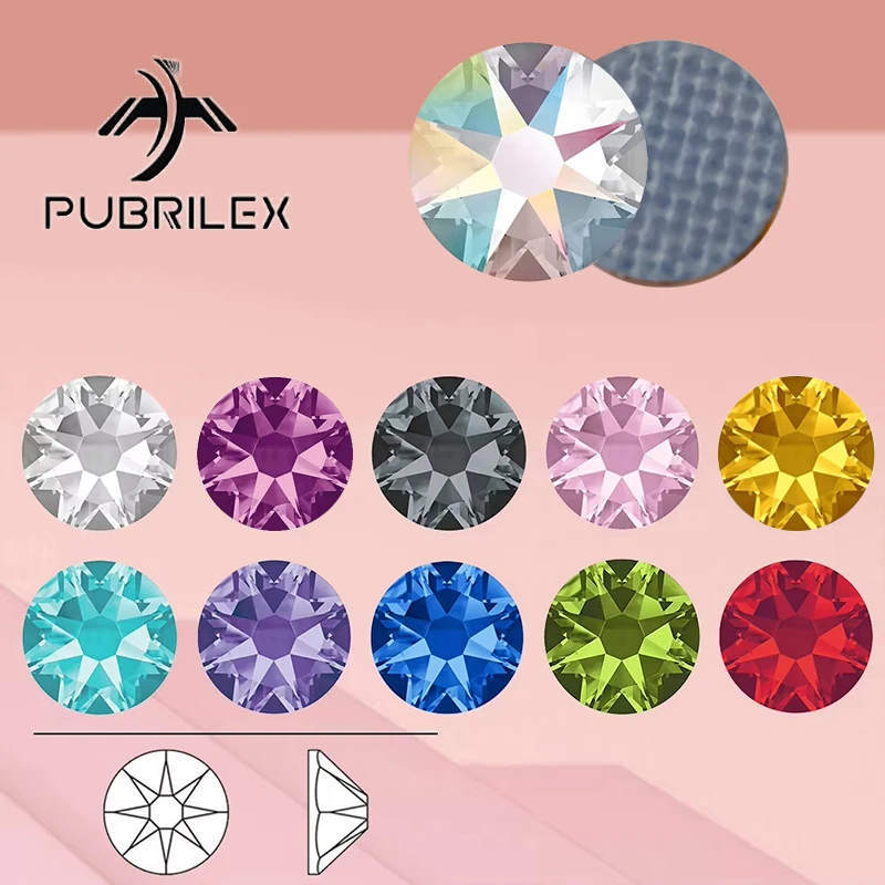

Pubrilex 2088HF All Colors Strass 8 big 8 small Hotfix Flatback Glitter Crystal Glass Rhinestones for Garment Decorations