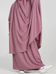 Conjuntos Jilbab 2 peças para mulheres muçulmanas, Khimar longo e saia, vestido hijab, vestuário de oração, Abaya encapuzado, vestido Ramadan, niqab islâmico, Eid