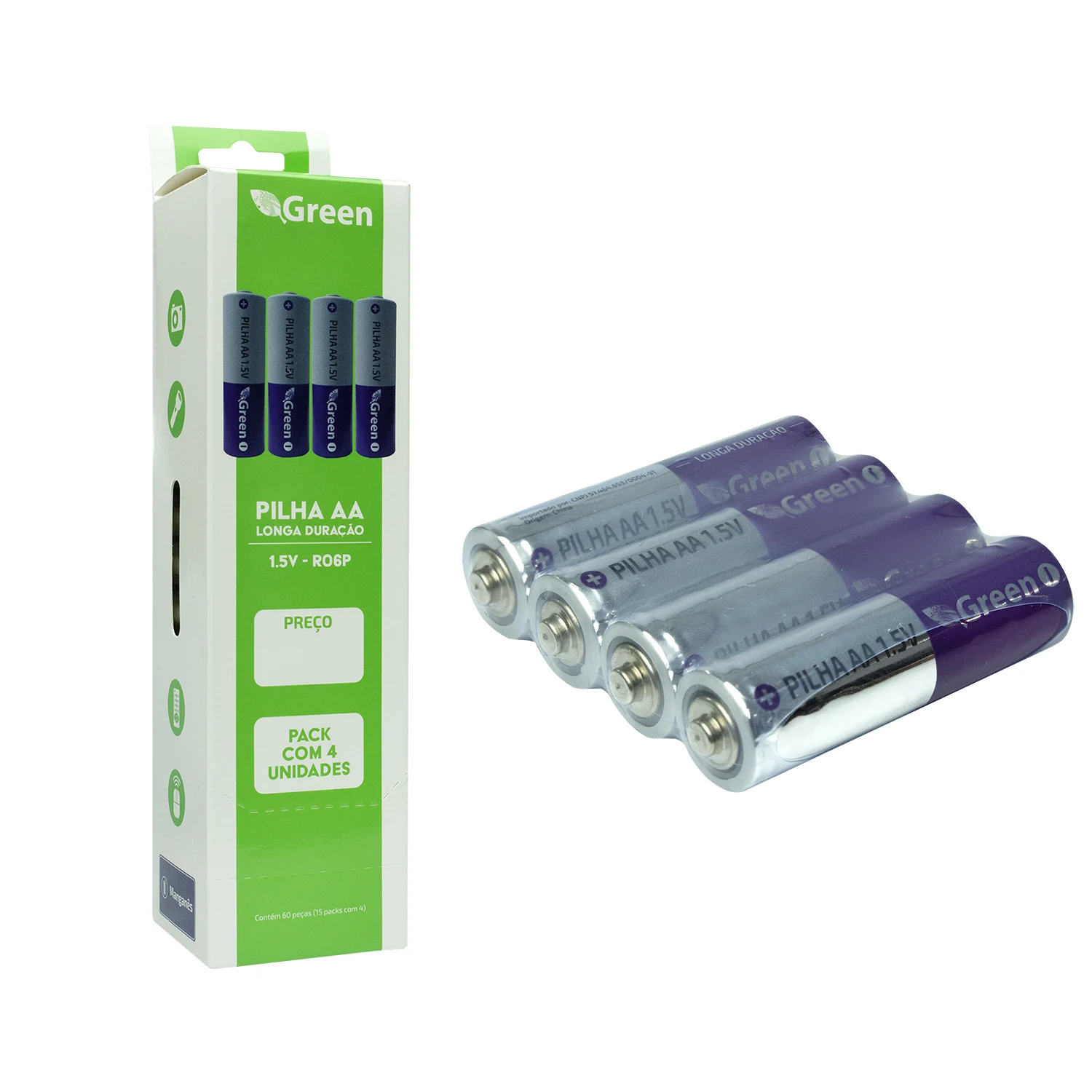 Aa (Small) 60 Pieces Lighter Pack Plus-Green