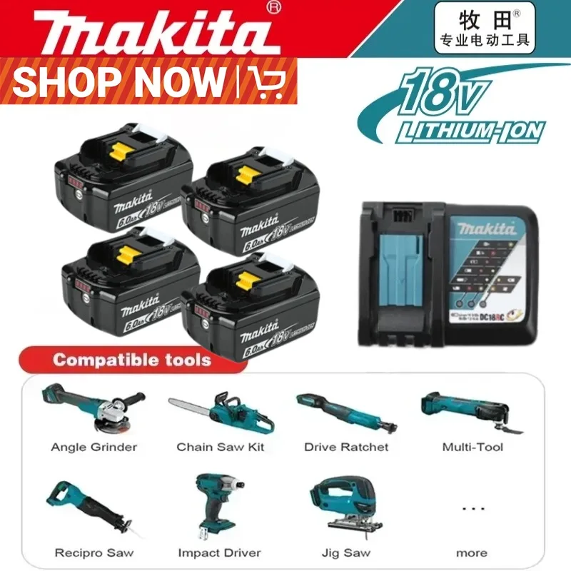 

100% Genuine Makita 6Ah for Makita 18V Battery BL1840 BL1830B BL1850B BL1850 BL1860 BL1815 Replacement Lithium Battery