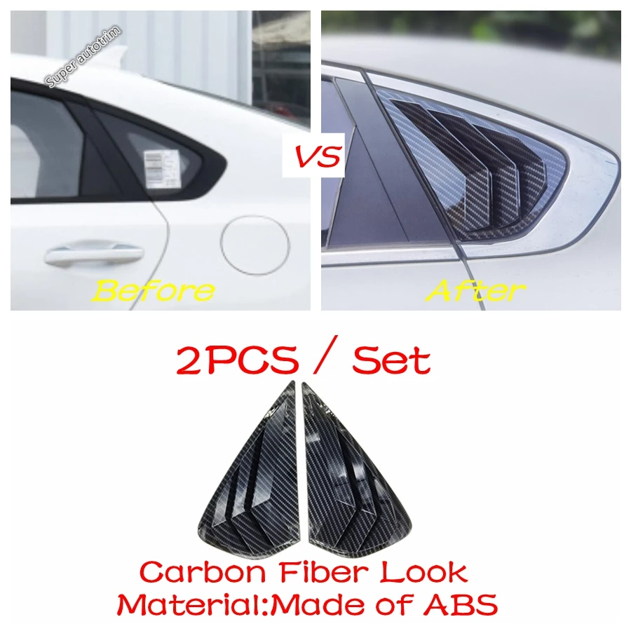 Rear Window Triangle Shutter Louver Sun Shade Blinds Cover Trim For Kia Forte / Cerato / K3 2019 - 2023 Carbon Fiber Accessories