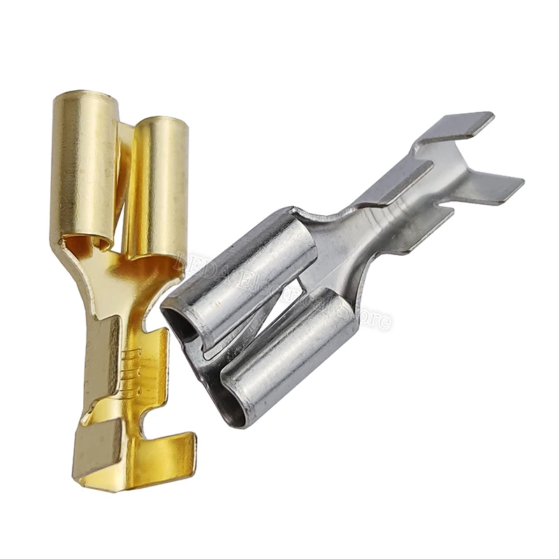 50 Stück 6,3mm Automotive Crimp-Klemmen, Stecker und Buchsen, Flachsteckverbinder aus Messing, Kabelverbinder DJ611-6.3B DJ621-6.3B DJ623-E6.3B – Detail 3