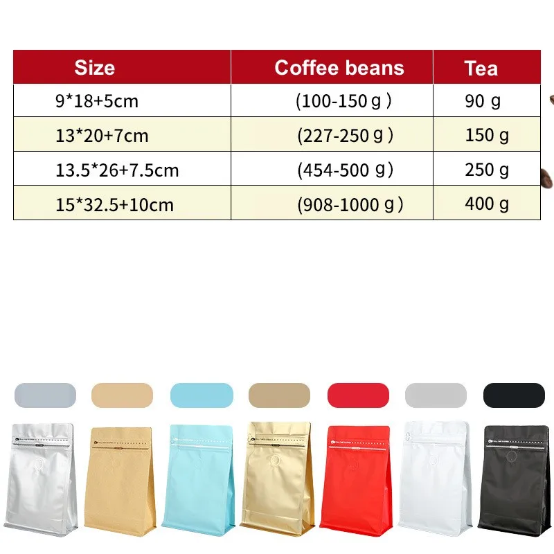 StoBag 50pcs Coffee Beans Packaging Bag with Air Valve Aluminum Foil Sealed Food Powder Tea Nuts Storage Airtight Pouches Print