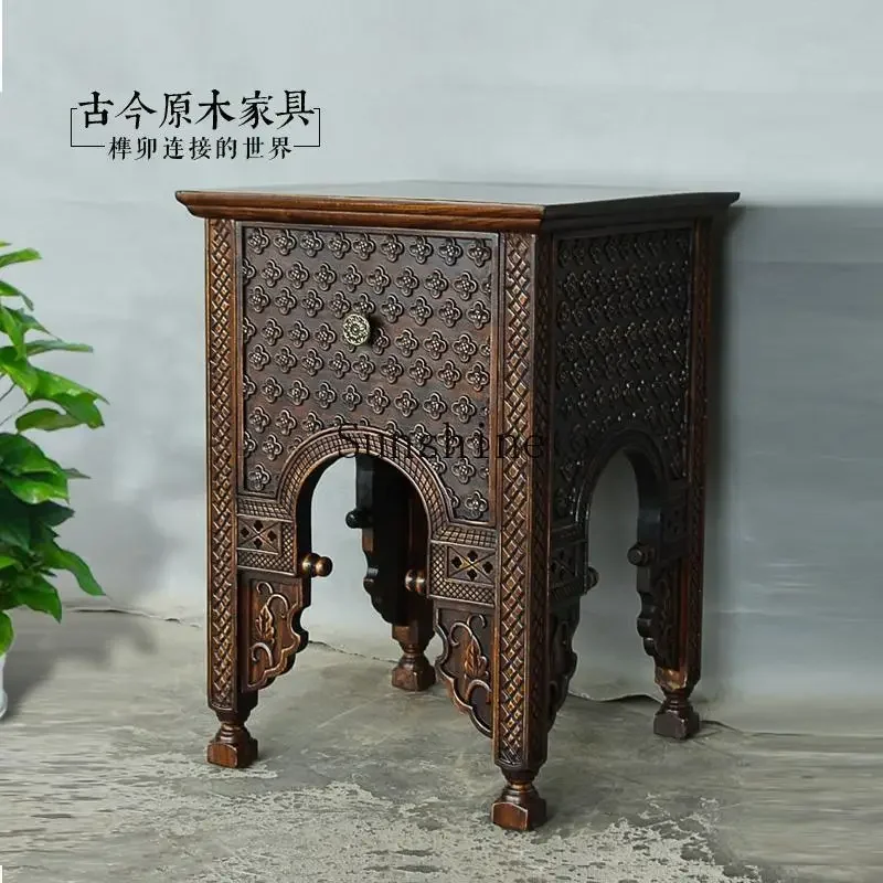 South East Asia style solid wood small bedside table log furniture Thai corner table