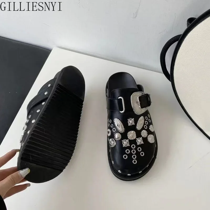 

Женские босоножки на платформе с круглым носком, черные