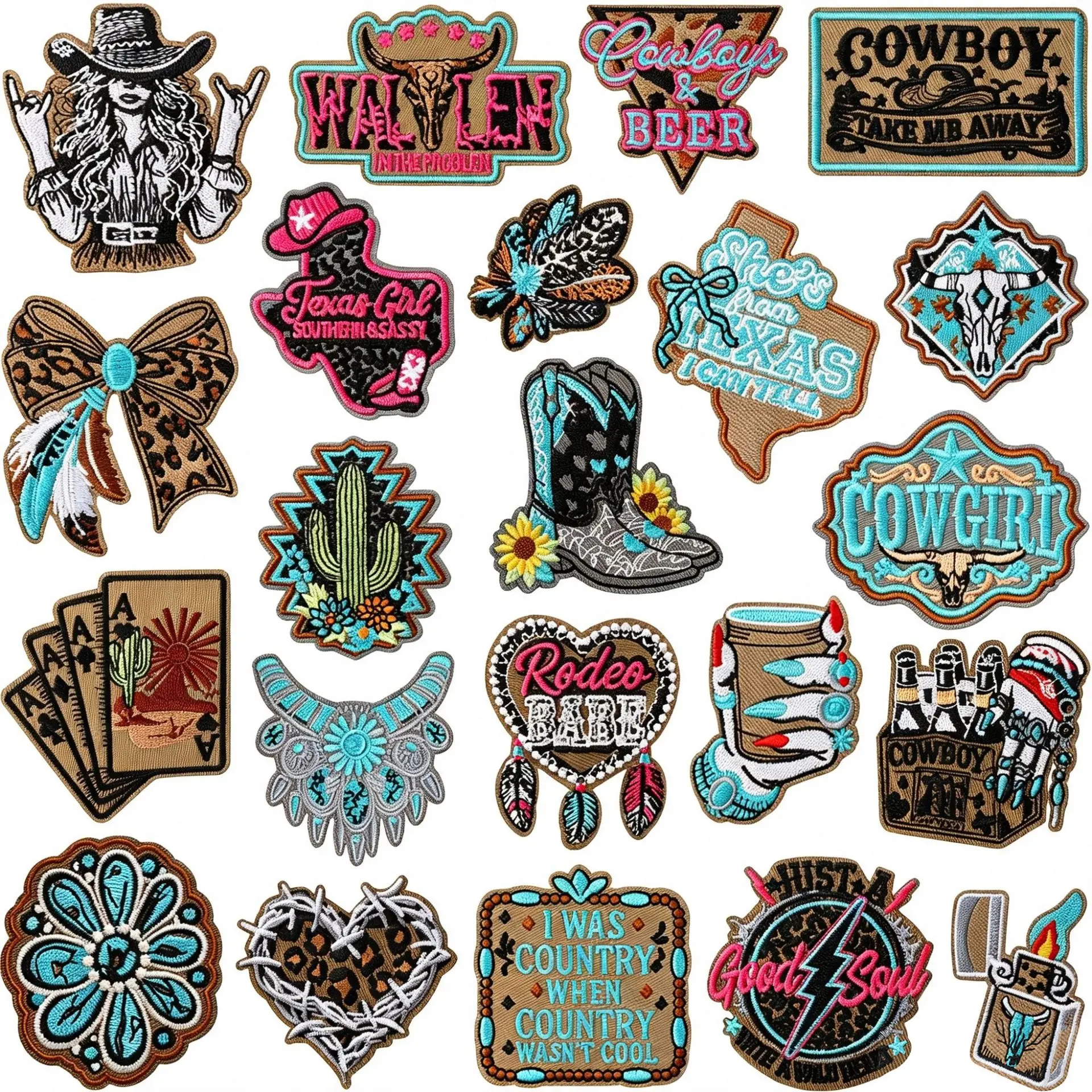 1PCS Vintage Wilderness Denim Embroidery Cloth Patch Ironing Denim Trousers Boots Emblem Patches Embroidery Label Patch
