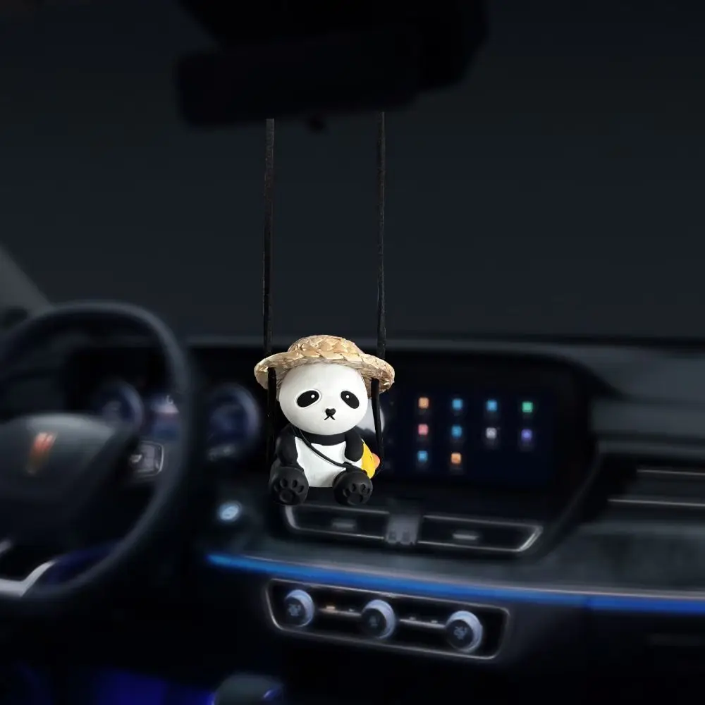 

Swing Doll Panda Car Pendant Ornaments Gypsum Car Hanging Ornament Cute Decoraction Rearview Mirror Hanging Car Decor