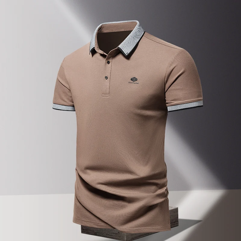 

Летняя мужская рубашка-поло, модная быстросохнущая футболка из ледяного шелка с коротким рукавом, однотонная свободная облегающая футболка