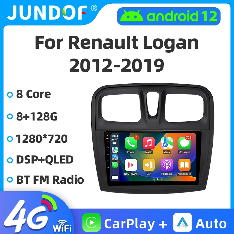 

Android 12 Car Radio Multimedia Player for Renault Logan 2 Sandero 2 2012 - 2019 2 Din GPS Carplay Stereo DVD Head Unit