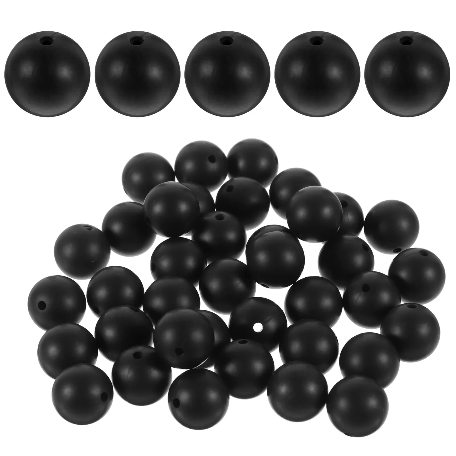 

105 Pcs Black Silicone Beads 15mm Round for Keychain Bracelet Necklace DIY Crafts Loose Beads Safe Comfortable Easy Storage