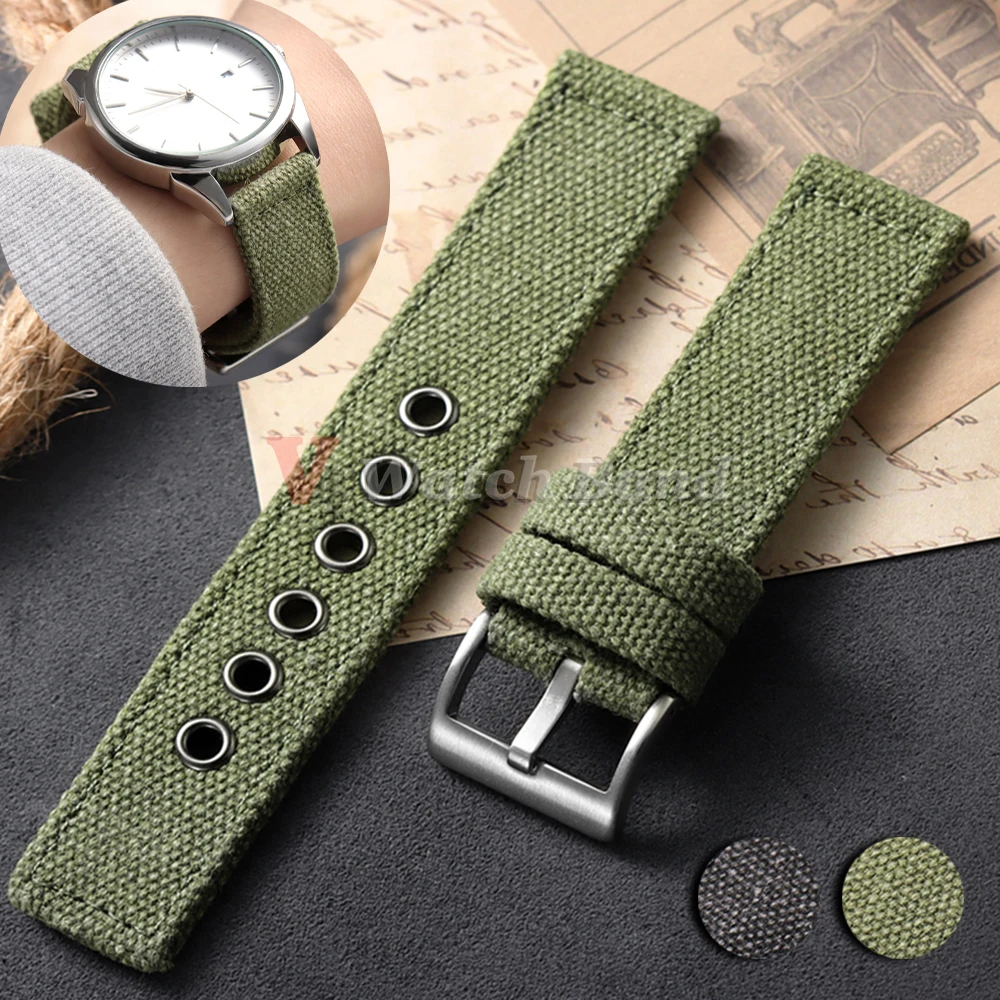 Thickened Nylon Strap 20mm 22mm 24mm Universal Nylon Watch Band Denim Canvas Strap Military Men Sport Bracelet Woven Wristband