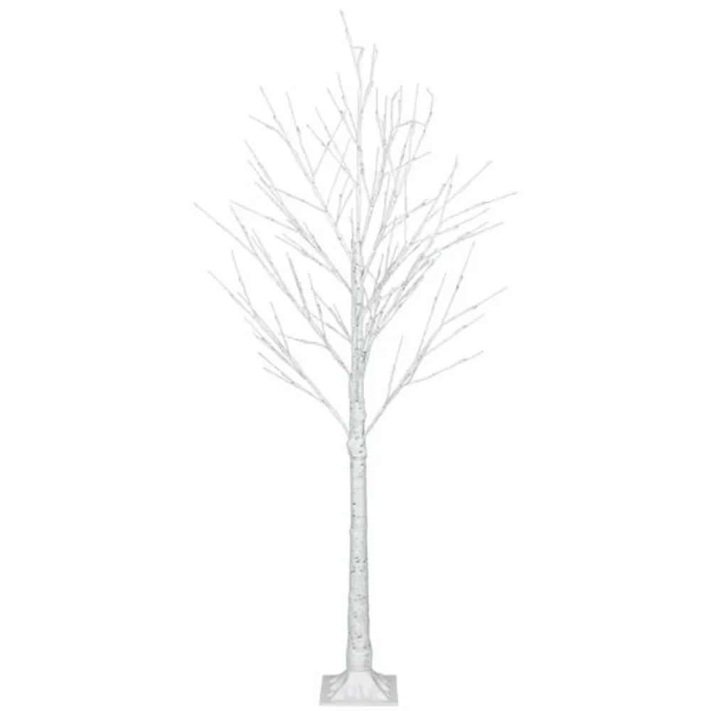 White 4ft 48 Lights 48 Branches Birch Tree Plastic Material Fine Craftsmanship Christmas Tree This tree is very durable