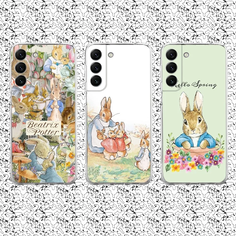 P-Peter Rabbits Phone Case Silicone For Samsung S30,23,21,22,20 FE lite,S10,9,PIus Note20ultra Soft Transparent