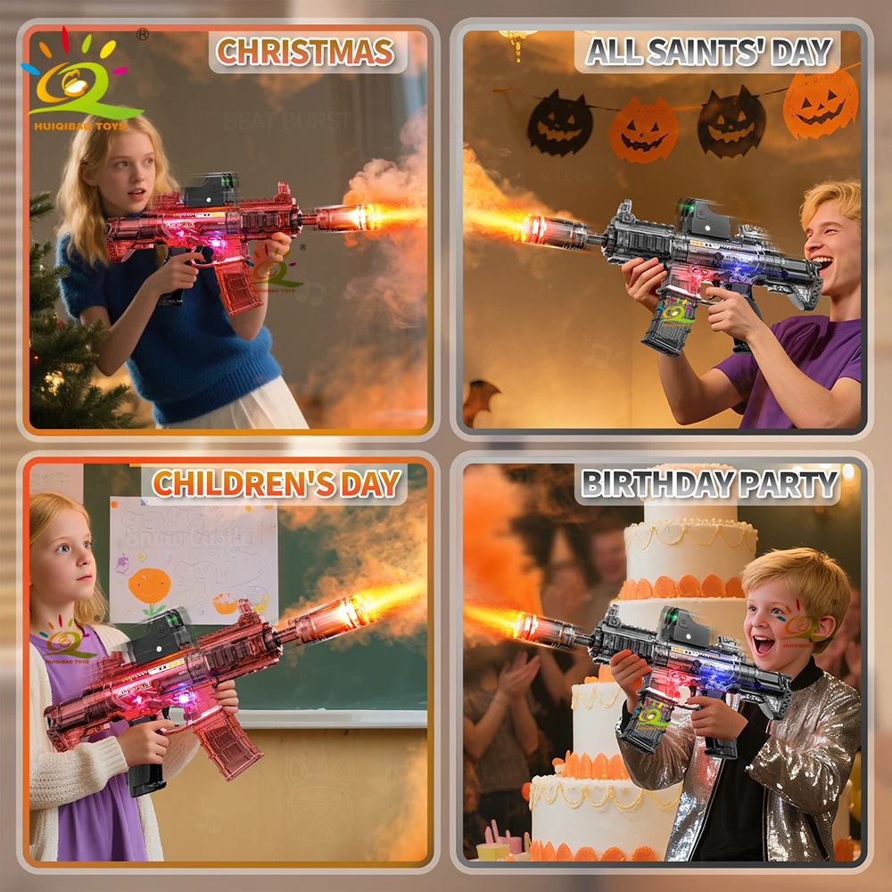 HUIQIBAO Electric Smoke Light M416 Rifle Gun Toy With Light Linkage Gun Outdoor Holiday Christmas gifts for Adult Boys