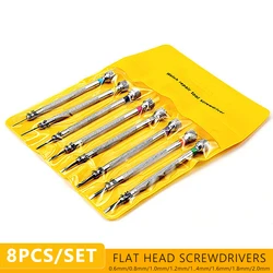 Chave De Fenda Conjunto Para Relojoeiros, Ferramentas De Reparação De Relógio, Cabeça Chata, Kit De Chave De Fenda Profissional, Relojoeiros Ferramenta, 0.6mm-2.0mm, 8Pcs