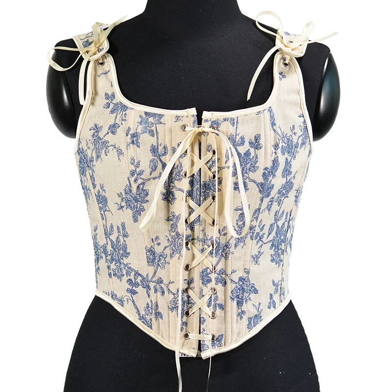 

Fashion French Lolita Shirt Women Lace Up Corset Crop Top Camis y2k Body Shaper Waist Trainer Bustiers Ladies Underbust