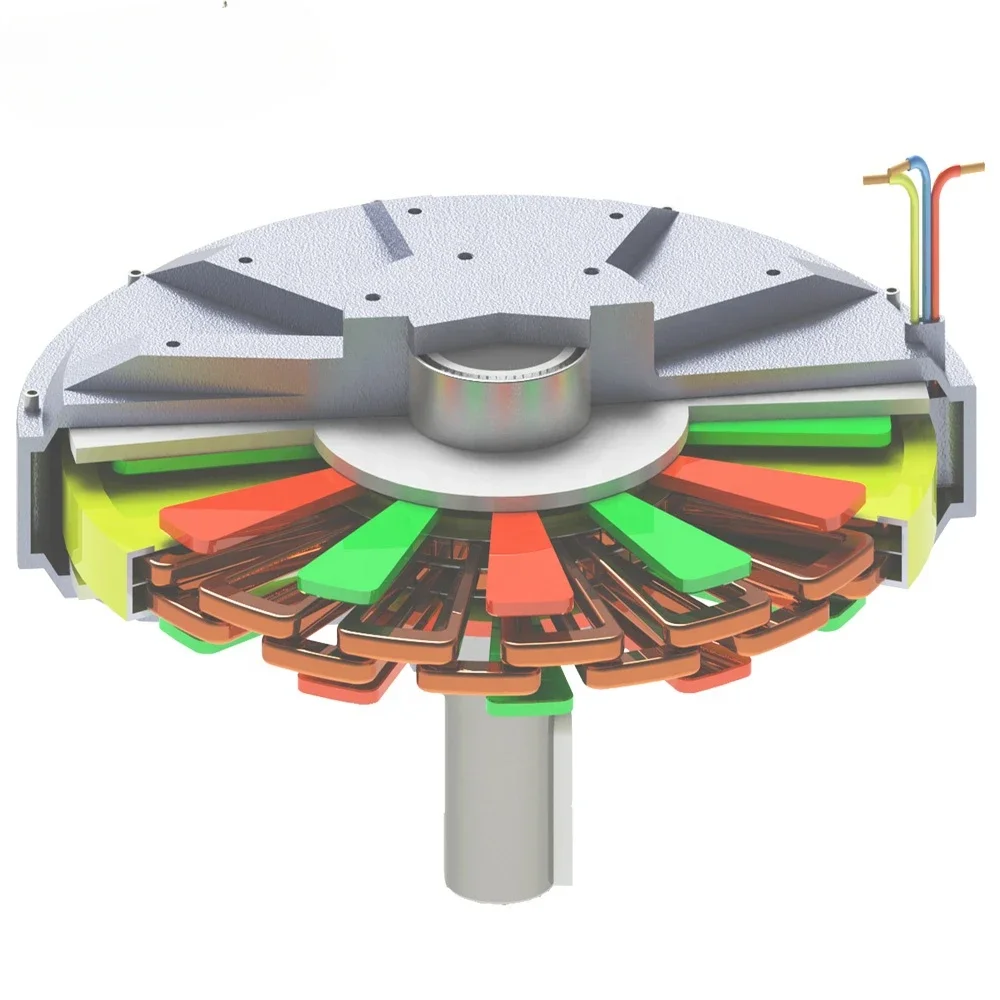 Generator magnet permanen fluks aksial, 3KW rpm rendah untuk turbin angin sumbu vertikal