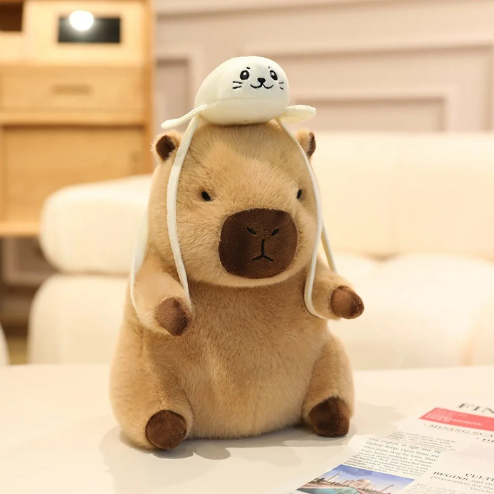 

Flower Hat Capybara Plush Toy Doll Animal Backpack Animal Simulation Capybara Toy PP Cotton 20/30/40cm Stuffed Capybara Doll