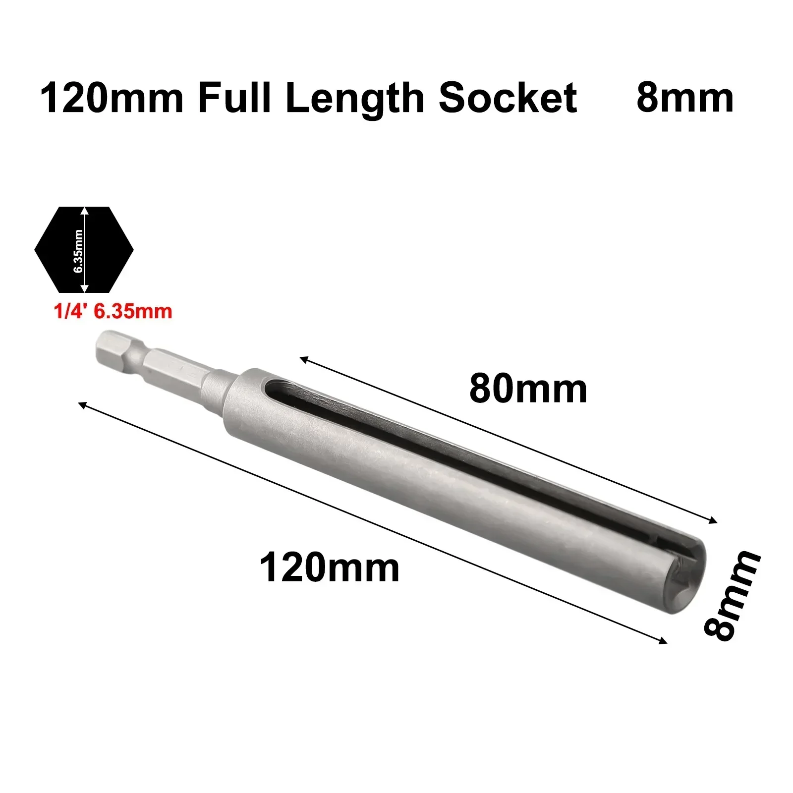 

120mm Nut Driver 1/4inch Quick-Change Hex Shank Slotted Drill Bit Socket Wrench 8mm 10mm 12mm 13mm 14mm 16mm 17mm 19mm