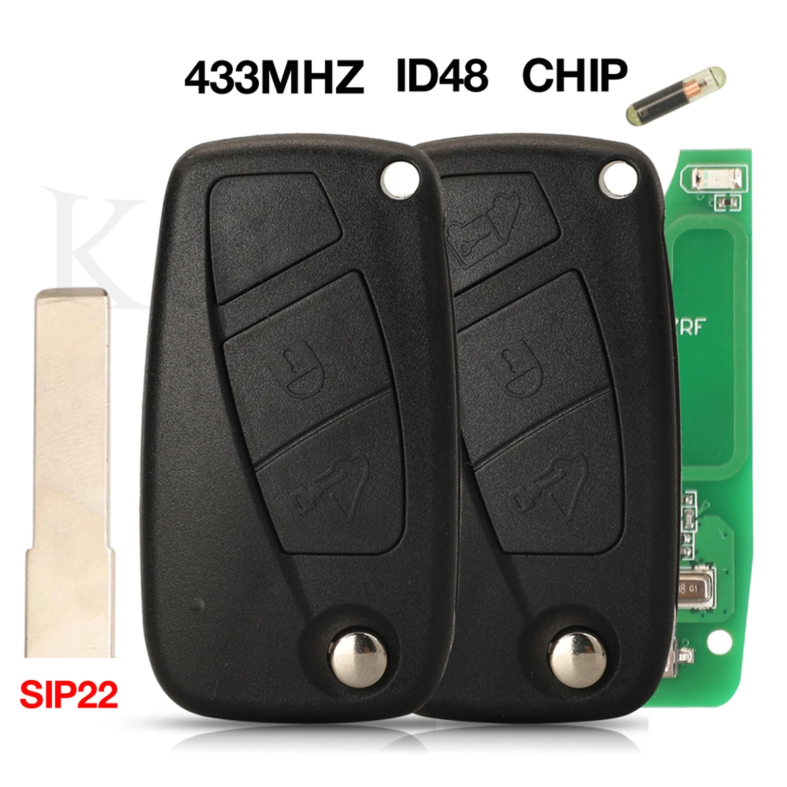 jingyuqin 2/3 BTN 433MHZ ID48 Chip Flip Remote Car Key For Fiat Ducato Citroen Relay Peugeot Boxer Iveco Daily SIP22 Key Blade