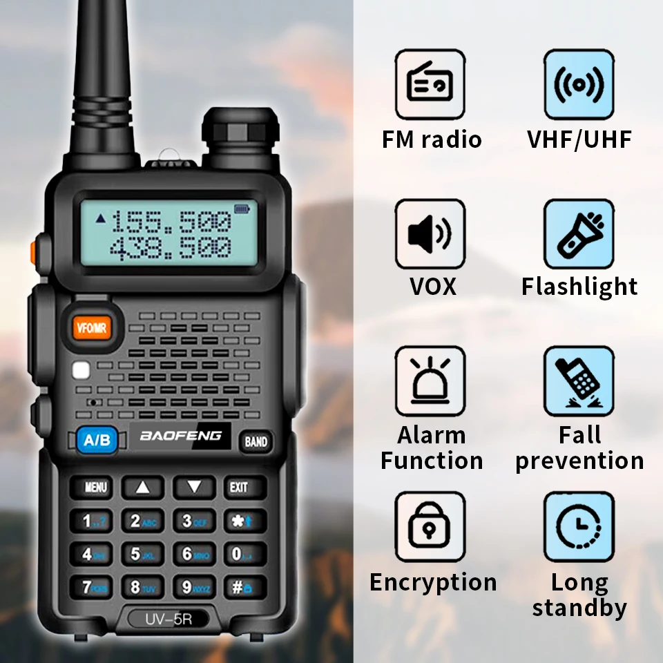 1PCS Baofeng Air Band Walkie Talkie 5W/8W Long Range 128CH 1800mAh Dual Band Portable Handheld Transceiver Ham Two Way Radio