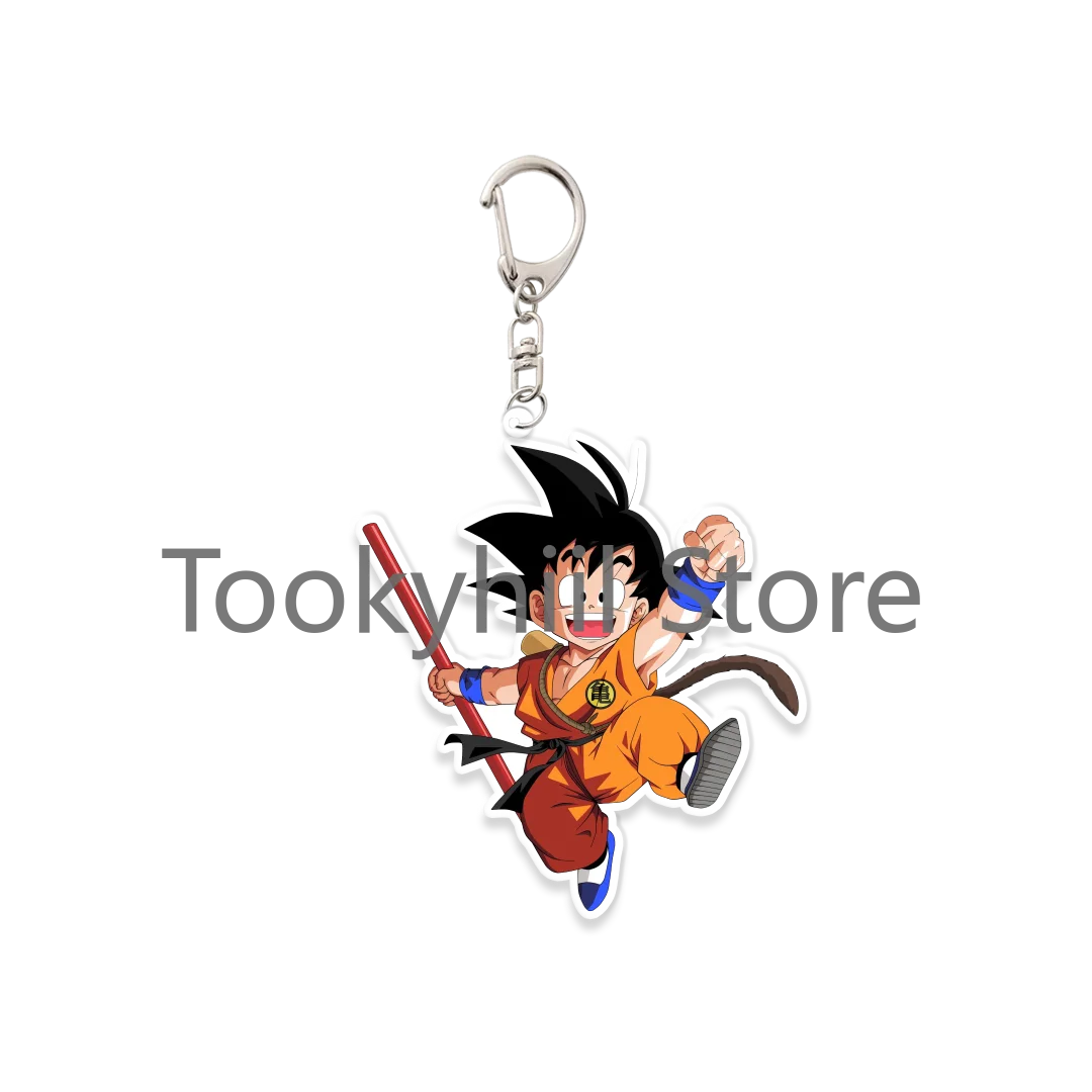 Goku Portachiavi in acrilico Mini Q Accessori Ciondolo Gioielli Kakarotto Cartoon Decora Figura anime ChiChi Oolong Ragazzo Regalo di compleanno