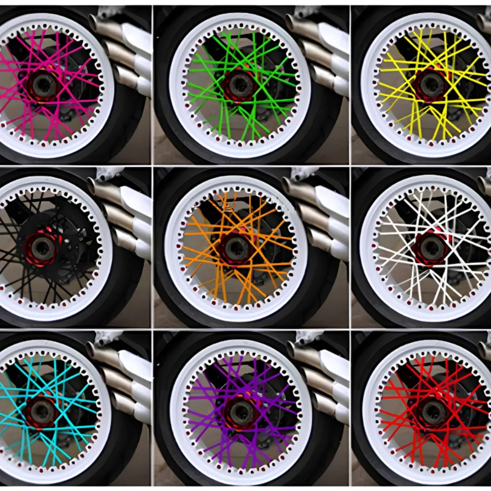 

72PCS Motocross Wheel Spoked Protector Rims Skin Trim Covers Pipe For Yamaha YZ125 YZ85 YZ80 YZ450F YZ250 YZ250F WR450F WR125