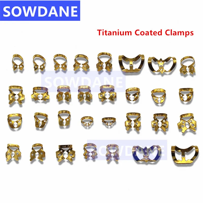 1pc Titanium Coated Clip Dental Most Popular Dam Clamp Rubber Barrier Clip Dental Restoration Rubber Stainless Steel Material