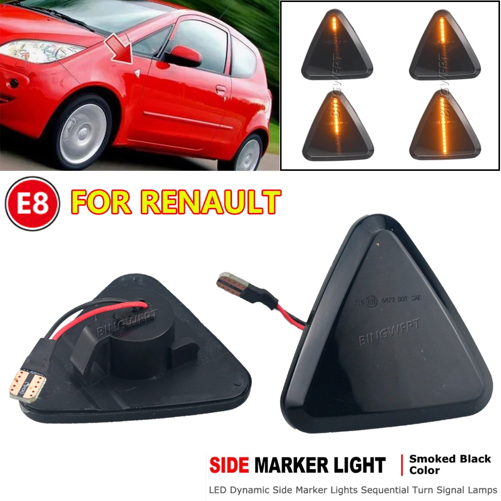 2PCS For RENAULT KANGOO II 2008 2009 2010 2011 2012 2013 Dynamic LED Side Marker Light Turn Signal Sequential Blinker Lamp