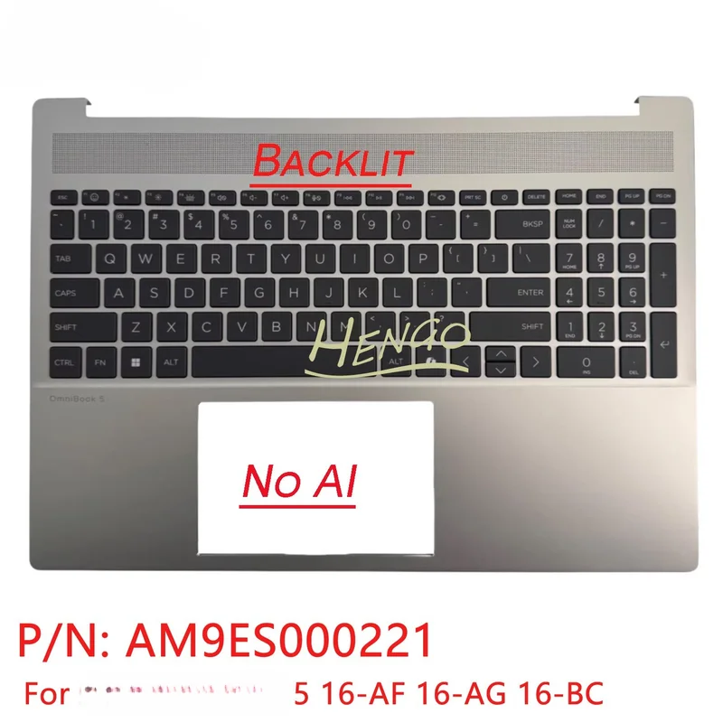 f  AM9ES000221 New For HP OmniBook 5 16-AF 16-AG 16-BC Palmrest C Cover + Keyboard