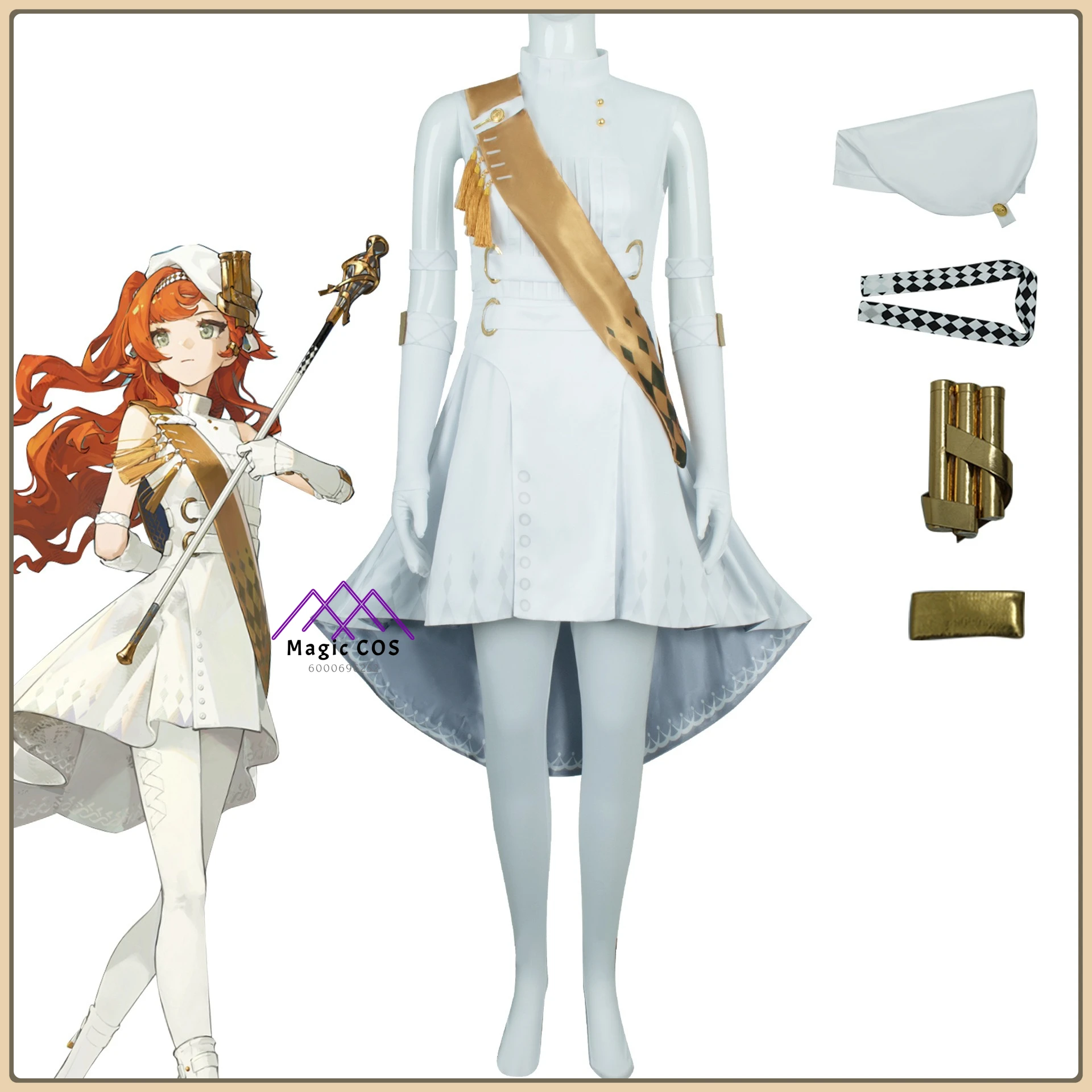 

hot Game Reverse: 1999 cosplay costume anime Sonetto role playing white fashion dress wig for women comic con Halloween outfit