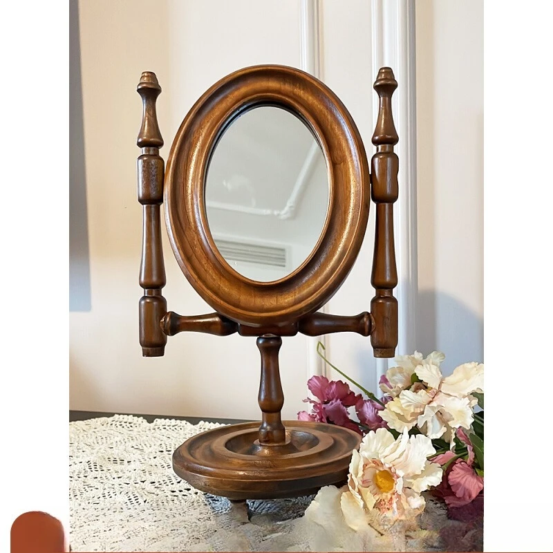 

American retro desktop mirror bedroom French court style flip makeup mirror medieval vanity mirror