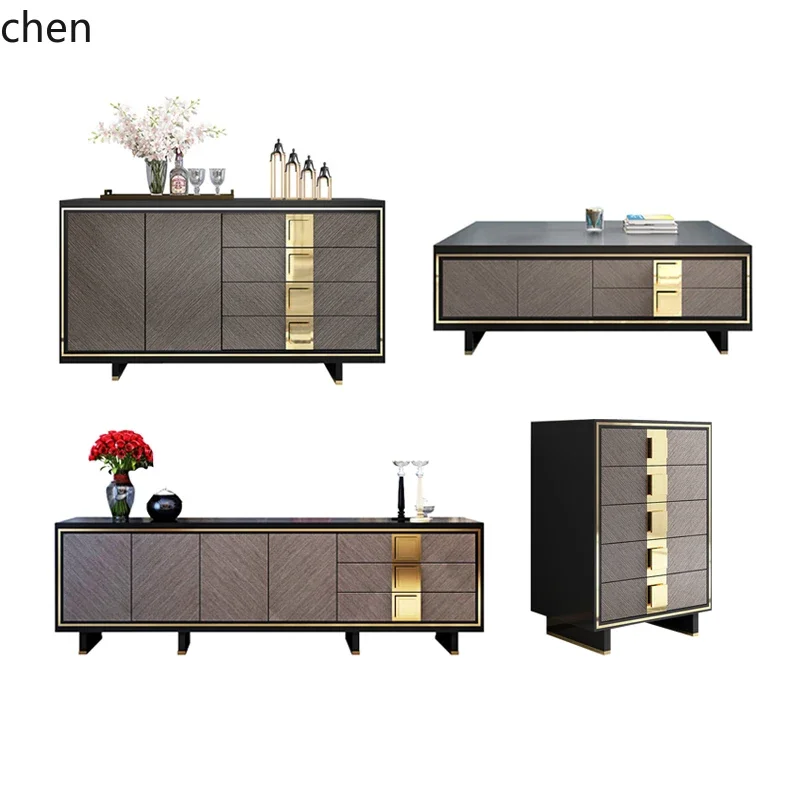 

ZC living room light luxury coffee table TV cabinet combination modern simple neoclassical floor cabinet