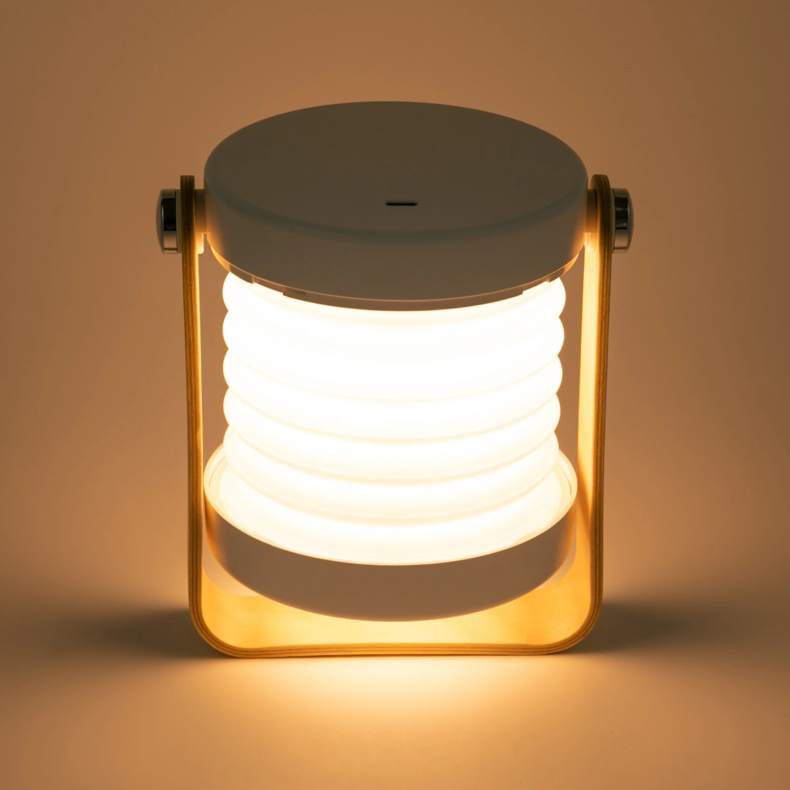 

LED Night Light with 360° Rotatable Design, 3 Brightness Levels, Wooden Stand, Portable for Bedside, Camping, Reading
