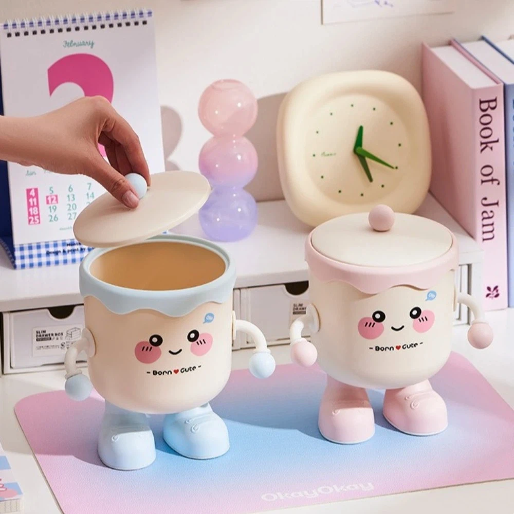 Cartoon Style Desktop Organiser Miniature Size Space-Saving Desktop Waste Basket DIY Multipurpose Makeup Brush Storage