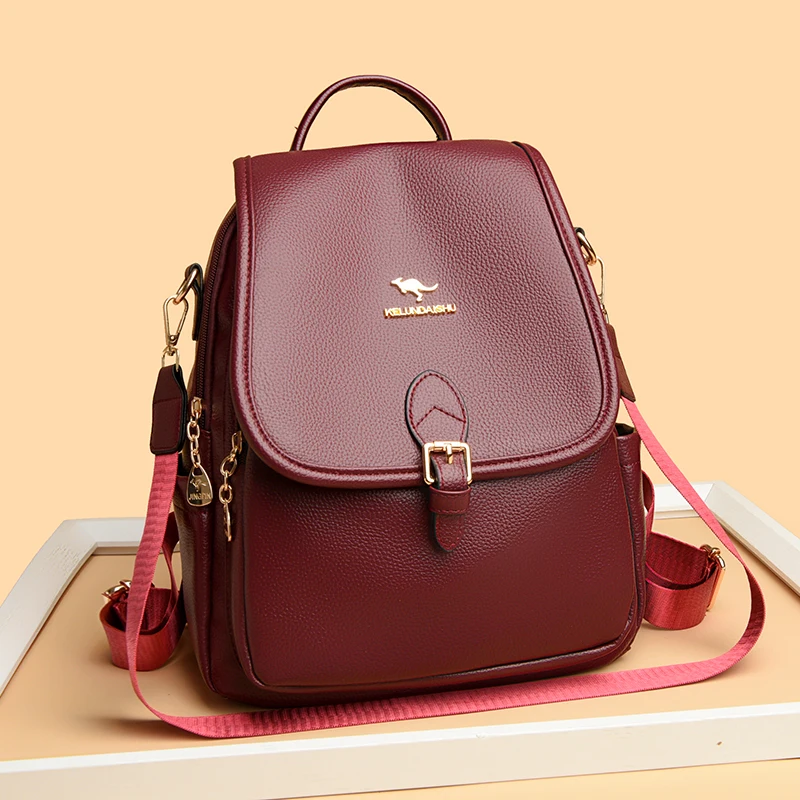 

Soft Pu Backpack Ladies Travel Bag Fashion Women's Travel Bag Trendy Casual Multi Layer Pocket Shoulder Bag Anti Theft Backpacks