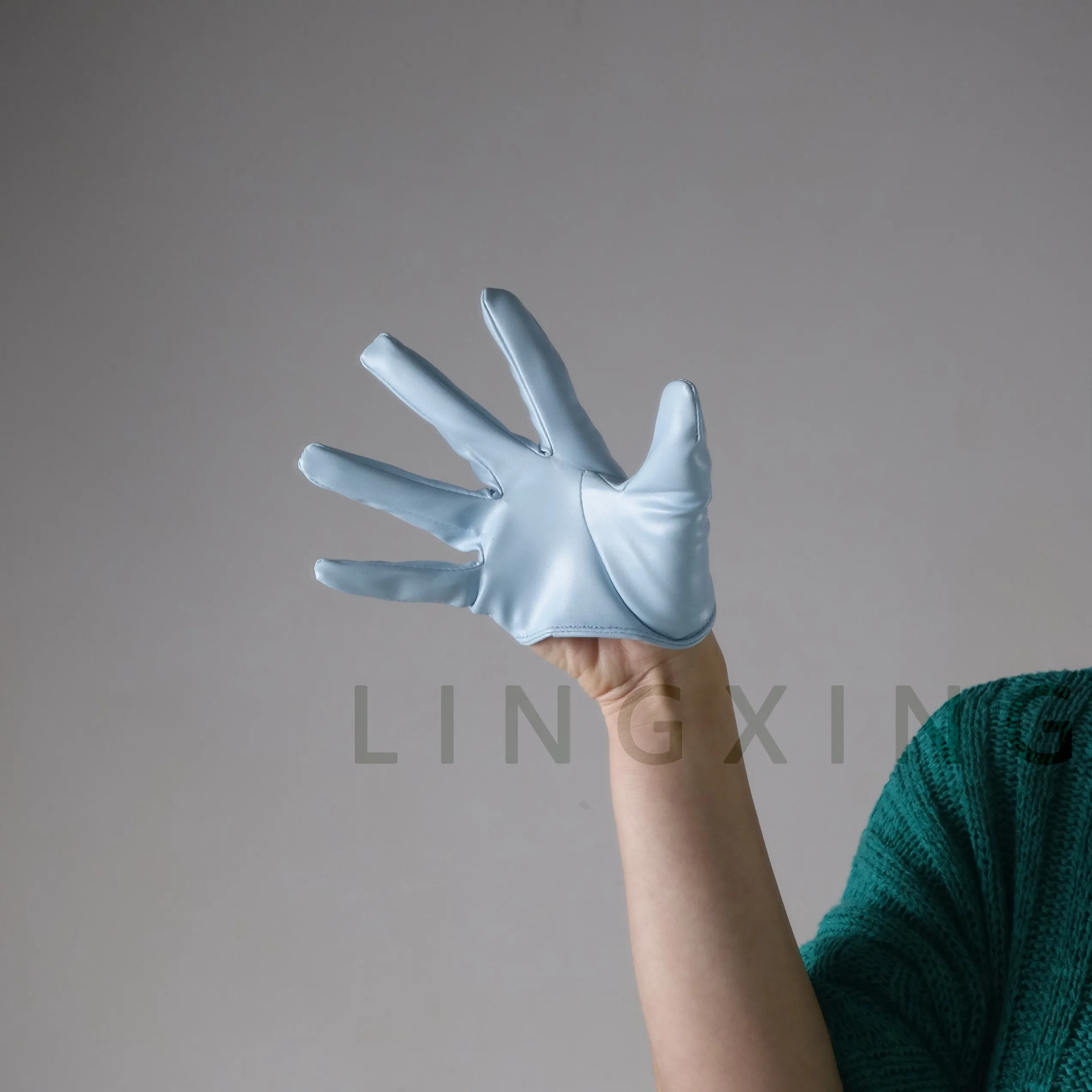 Modische Damen Halbhandschuhe aus Kunstleder PU Fingerlose Tanz- und Bühnenauftrittshandschuhe Persönliche Kurze Schwarze Handgelenkstulpen – Detail 13