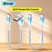 Elough 6A Elbow Short Cable USB Type C To Type C Fast Charging Cable For iPhone 15 16 Xiaomi Huawei Power Bank USB C Cable