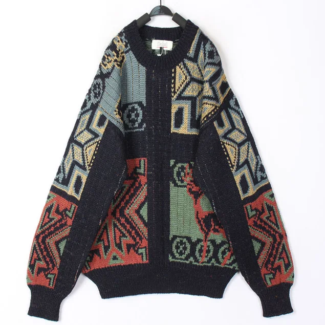 

Thickened Woolen Christmas Style Sweater for Women Iceland Nordic Island Pattern Harajuku Style Long Sleeve round Neck