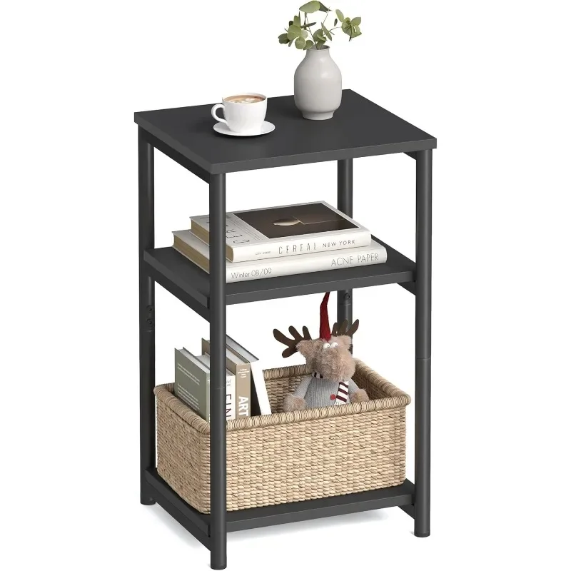 

Side Table, Small End Table, Tall Nightstand for Living Room, Bedroom, Office, Bathroom, Classic Black